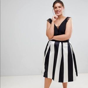Pleated Sateen midi skirt